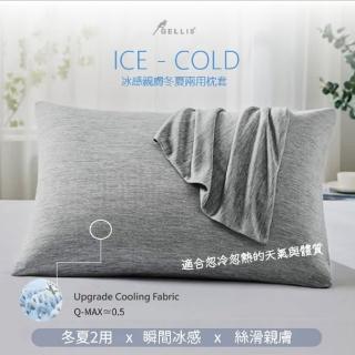 【GELLIS 鵲利仕】ICE-COLD冰感親膚冬夏2用枕套雙入組(冬夏2用枕套)