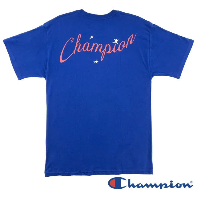 【Champion】官方直營 男款-草寫LOGO印花短袖上衣-深藍色(GT23H-586Q1B-XR9-美規)