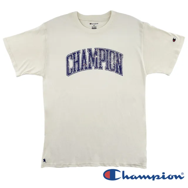 【Champion】官方直營 男款-LOGO印花短袖上衣-米色(GT23H-586Q0B-NTC-美規)