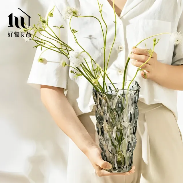 【好物良品】高款_美式輕奢波西米亞水晶玻璃花瓶(花藝花器 插花裝飾品 桌面餐桌擺飾)