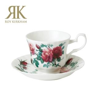 【英國ROY KIRKHAM】English Rose英倫玫瑰系列230ML咖啡花茶杯盤組(英國製骨瓷杯)