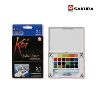 【SAKURA 櫻花】攜帶式寫生用塊狀水彩24色(贈空白書籤本)