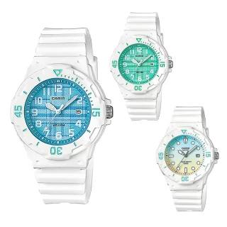 【CASIO 卡西歐】LRW-200H 時尚活力 亮面錶帶 輕巧防水 手錶(格紋 漸層)