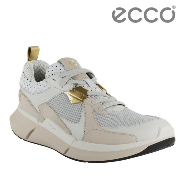 【ecco】BIOM 2.2 W 健步戶外織物皮革休閒運動鞋 女鞋(白色/石灰色 83077360939)