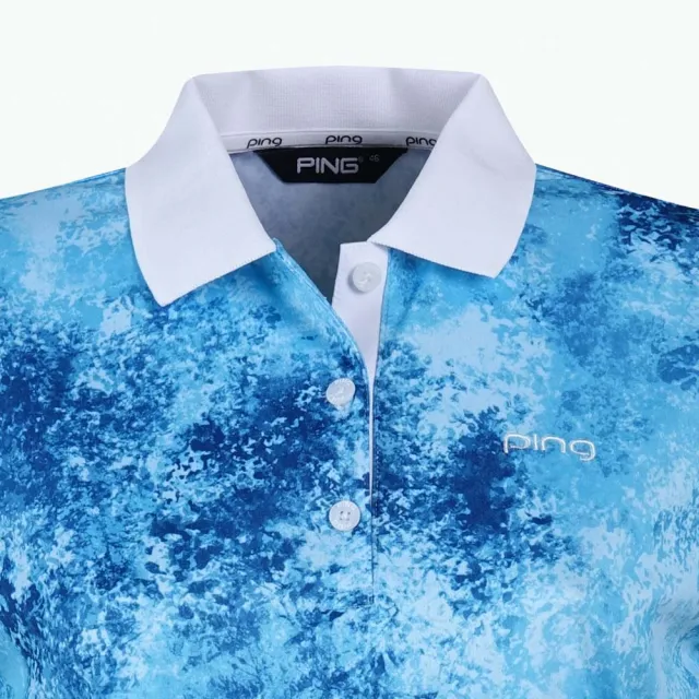 【PING】男女款水漾吸濕排汗高爾夫短袖POLO衫-藍(GOLF/高爾夫球衫/PA24192-55/RA24192-55)