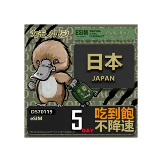 【鴨嘴獸 旅遊網卡】日本eSIM 5日吃到飽 高流量網卡(日本上網卡 免換卡 高流量上網卡)