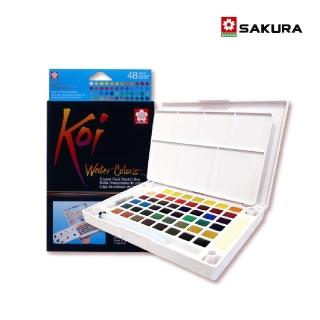 【SAKURA 櫻花】攜帶式寫生用塊狀水彩48色(贈空白書籤本)
