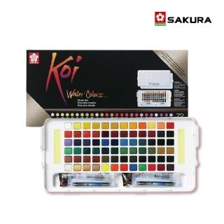 【SAKURA 櫻花】攜帶式寫生用塊狀水彩72色(贈空白書籤本)