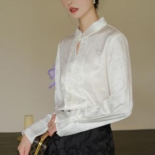 【ONEY 歐妮】★典雅盤扣中國絲感上衣(女裝/長袖/T恤/休閒)