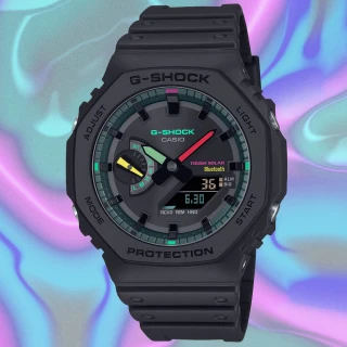 【CASIO 卡西歐】G-SHOCK 藍牙連線 螢光色彩 虛擬世界八角雙顯腕錶 母親節 禮物(GA-B2100MF-1A)