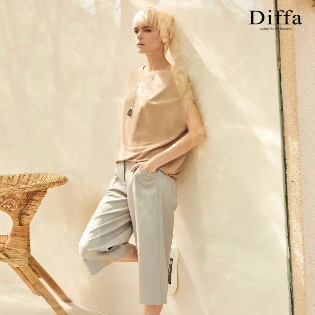 【Diffa】美型口袋設計直筒長褲-女