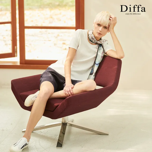 【Diffa】立體織紋寬襬針織衫-女