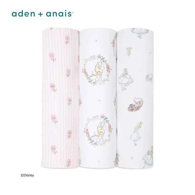 【aden+anais 官方直營】迪士尼經典多功能包巾3入/4款(米奇米妮/寶貝小飛象/玩具總動員/夢遊愛麗絲)