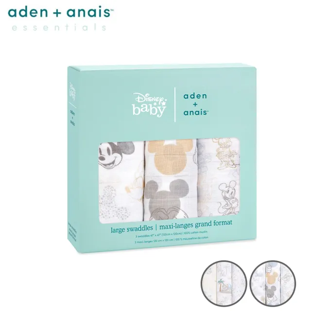 【aden+anais 官方直營】迪士尼經典多功能包巾3入/4款(米奇米妮/寶貝小飛象/玩具總動員/夢遊愛麗絲)