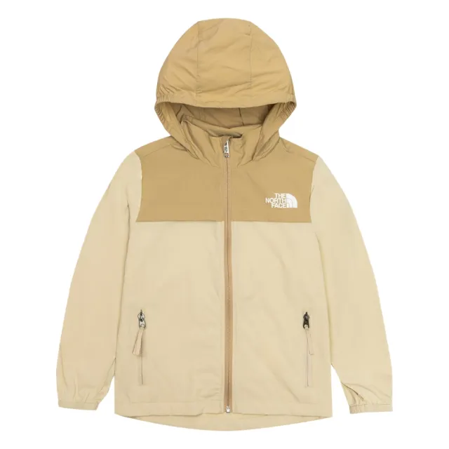 【The North Face 官方旗艦】北面兒童卡其色涼感防曬舒適透氣連帽外套｜87ZEQK7