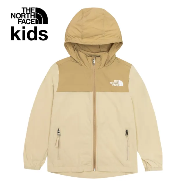 【The North Face 官方旗艦】北面兒童卡其色涼感防曬舒適透氣連帽外套｜87ZEQK7