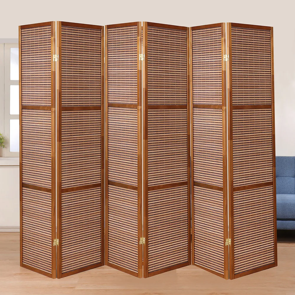 屏風　6面 C&B】超大南洋峇里風竹簾六面屏風(六片屏風隔間隔屏) - momo購物網