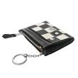 【COACH】字塊棋盤格前卡夾鑰匙零錢包(黑白)