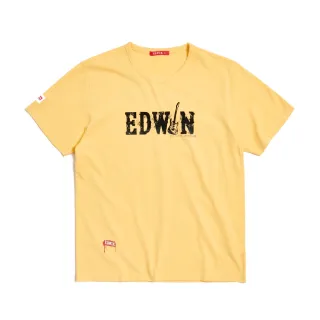 【EDWIN】男裝 人氣復刻款 EDGE 搖滾LOGO短袖T恤(銘黃色)