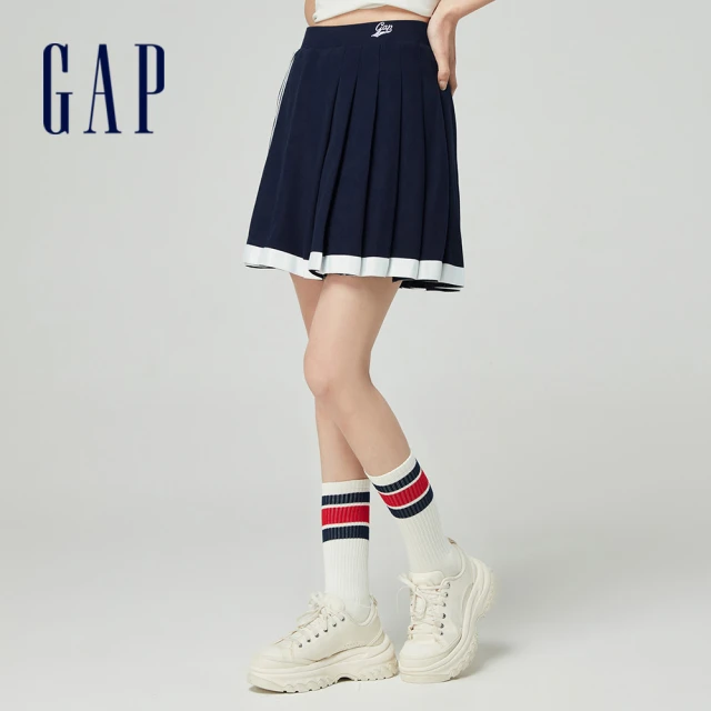 【GAP】女裝 Logo百褶短裙-海軍藍(876133)