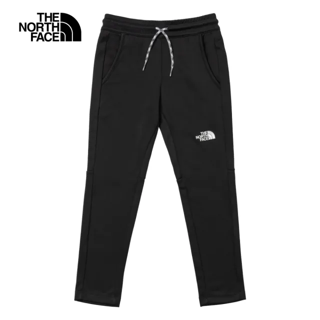 【The North Face 官方旗艦】北面兒童黑色可調節褲腰運動休閒縮口褲｜86U0JK3