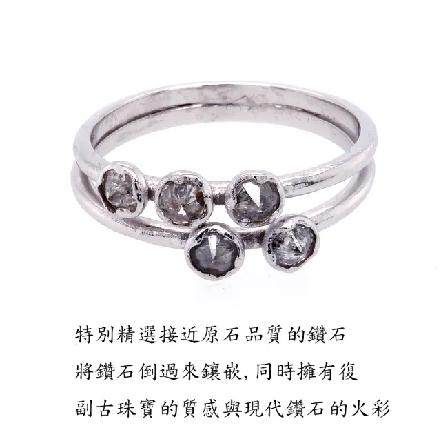 【BRILLMOND JEWELRY】天然鑽石 排戒 50分 白K金 倒鑲手工鑽戒(9K白金台 天然鑽石總重50分)