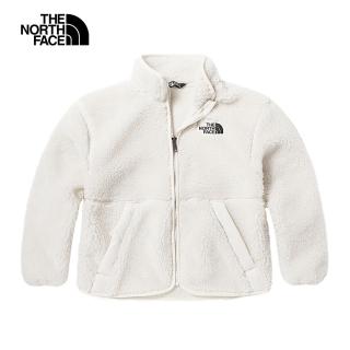 【The North Face 官方旗艦】北面兒童米白色舒適保暖立領抓絨外套｜874BN3N