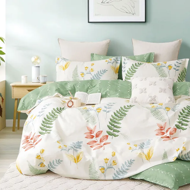 【DUYAN 竹漾】純棉 植物花卉風格 四件式兩用被床包組 多款任選(加大)