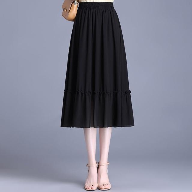 【巴黎精品】現貨+預購 半身裙中長裙(高腰雪紡學院風女裙子a1dd29)