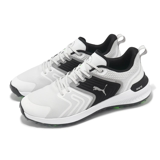 PUMAPUMA 高爾夫球鞋 Ignite Innovate 男鞋 白 黑 銀 防水鞋面 鞋釘 運動鞋(379431-02)