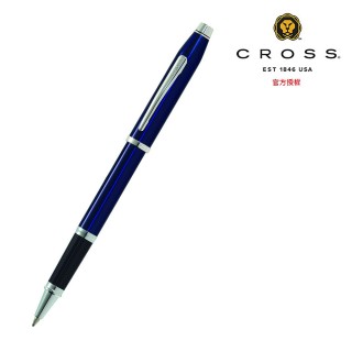 【CROSS】新世紀系列藍亮漆白夾鋼珠筆(AT0085-158)