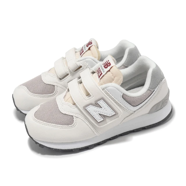 NEW BALANCE 休閒鞋 574 Wide 中童 寬楦 小朋友 海鹽 白 麂皮 網布 魔鬼氈 運動鞋 NB(PV574RCD-W)