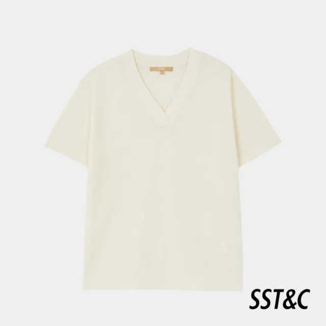 【SST&C 新品８５折】白V領短袖針織衫8662403001