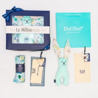 【La Millou】竹纖涼感嬰兒包巾+豆豆安撫兔(多款可選 彌月禮盒)