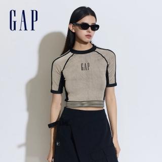 【GAP】女裝 Logo短版圓領短袖T恤-深卡其(890007)