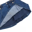 【OUWEY 歐薇】復古釦環蓋袋牛仔抓褶褲裙(藍色；XS-M；3242398011)