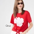 【Qiruo 奇若名品】專櫃精品紅色造型上衣3010A 休閒綁帶設計(休閒)