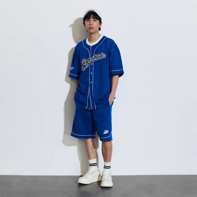 【GAP】男裝 Logo印花圓領棒球短袖襯衫-深藍色(877624)