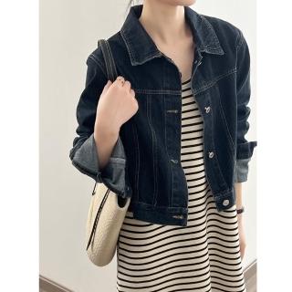 【巴黎精品】現貨+預購 休閒夾克短款外套(短版翻領單排釦牛仔女外套a1ee35)