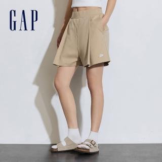 【GAP】女裝 Logo鬆緊短褲-卡其色(876149)