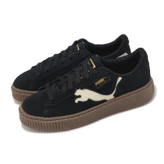 【PUMA】休閒鞋 Suede Platform Cutout Wns 女鞋 黑 棕 麂皮 大LOGO 微厚底(397233-01)
