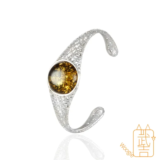 【Woogie武吉珠寶】琥珀蜜蠟設計師精品蛋面琥珀手鐲(蜜蠟綠珀可選)