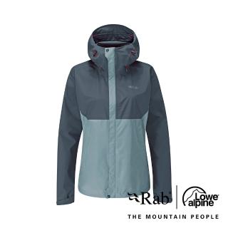 【RAB】Downpour Eco Jacket 透氣防風防水連帽外套 女款 獵戶藍/灰 #QWG83