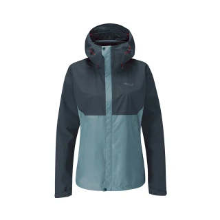 【RAB】Downpour Eco Jacket 透氣防風防水連帽外套 女款 獵戶藍/灰 #QWG83
