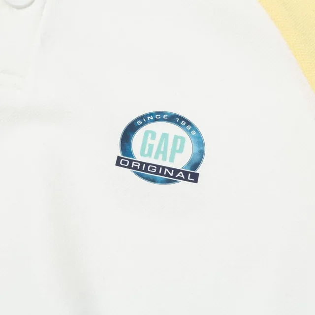 【GAP】男幼童裝 Logo印花短袖短褲家居套裝-藍白組合(890265)