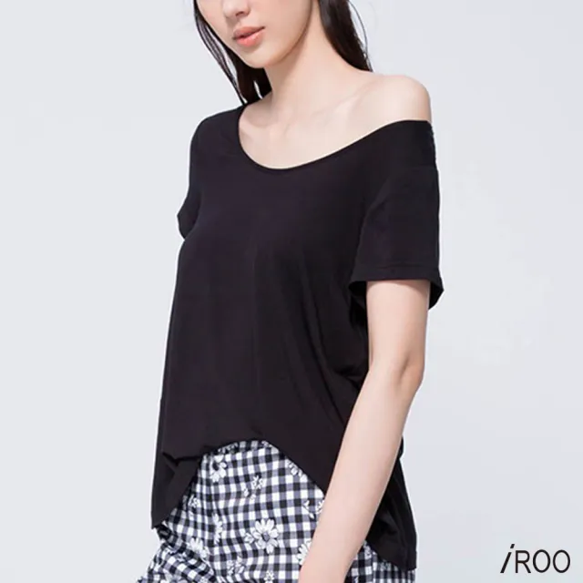 【iROO】休閒寬版素面經典設計短袖上衣