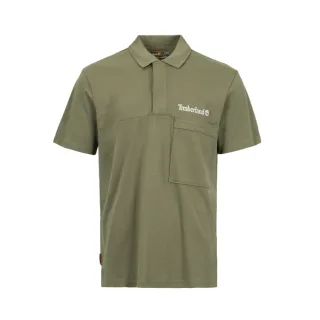 【Timberland】男款灰綠色刺繡LOGO短袖POLO衫(A6SJE590)