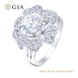 【King Star】GIA 一克拉 Dcolor 18K金 鑽石戒指 茶花滿鑽(3 克拉視覺效果)