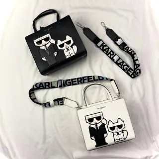 【KARL LAGERFELD 卡爾】KARL 卡爾與貓 提把包 側背包 單肩包 卡爾 拉格斐 LAGERFELD 老佛爺(提把包9751)