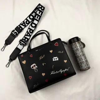 【KARL LAGERFELD 卡爾】KARL 卡爾與貓 提把包 側背包 單肩包 卡爾 拉格斐 LAGERFELD 老佛爺(提把包9751)